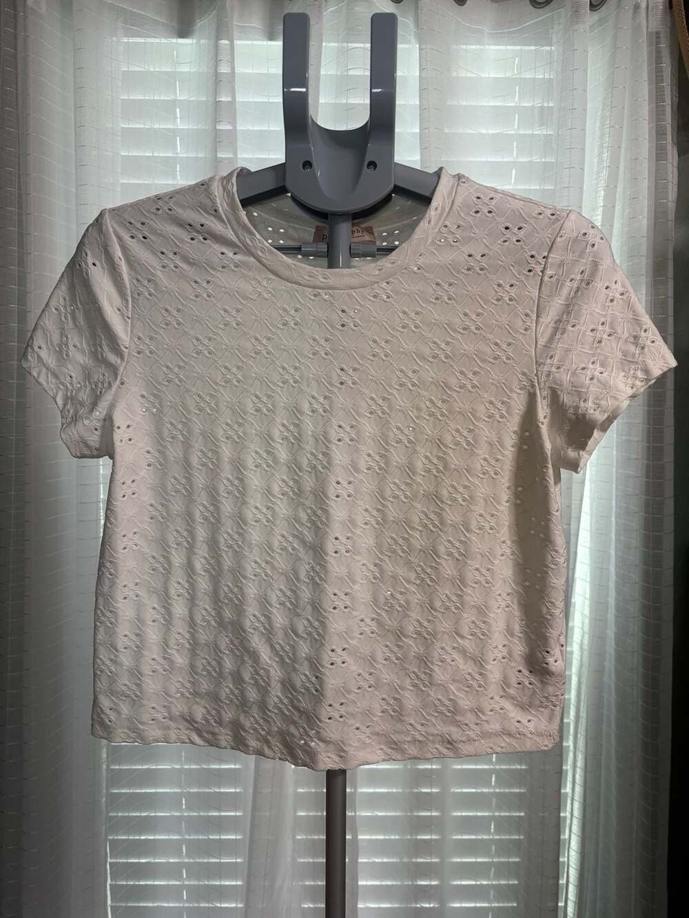 Philosophy Republic Clothing White Eyelet Short Sleeve Top Size M